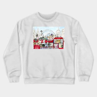 Cats and Dogs ride the London bus Crewneck Sweatshirt